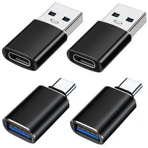 USB to USB C Adapter 4 Pack, USB C Female to USB 3.0 Male Adapter x2, USB A 3.0 Female to Type C Male Adaptor x2, Compatible with MacBook, iPhone 17/16/15, Samsung Galaxy, Smartphone,Tablet,Laptop USB to USB C Adapter 4 Pack, USB C Female to USB 3.0 Male Adapter x2, USB A 3.0 Female to Type C Male Adaptor x2, Compatible with MacBook, iPhone 17/16/15, Samsung Galaxy, Smartphone,Tablet,Laptop
