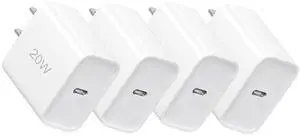i Phone Charger Fast Charging, 4 Pack 20W Type-C Fast Charger Block for i Phone 17/16/15/14/13/12/11 Pro Max/Xs Max/XR/X,USB-C Charge Brick Box i Phone Charger Fast Charging, 4 Pack 20W Type-C Fast Charger Block for i Phone 17/16/15/14/13/12/11 Pro Max/Xs Max/XR/X,USB-C Charge Brick Box