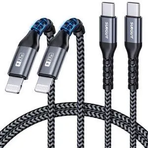 USB-C to Lightning Cable 3FT 2-Pack, 27W Fast Charging Cable, iPhone Charger Cord, Compatible with iPhone 14 13 12 11 Pro Max Mini X XS XR 8 Plus 10 SE iPad 8th -Grey USB-C to Lightning Cable 3FT 2-Pack, 27W Fast Charging Cable, iPhone Charger Cord, Compatible with iPhone 14 13 12 11 Pro Max Mini X XS XR 8 Plus 10 SE iPad 8th -Grey