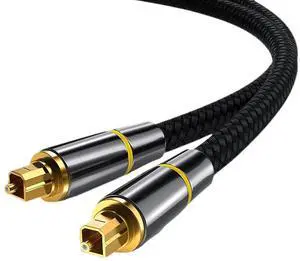 Optical Cable, 1m/3.3FT Toslink Digital Audio Lead SPDIF Cable with Nylon Braided Fiber Optic Cord, 24K Gold-Plated Compatible with TV, Sky, PS4, Xbox, Home Theater, Hi-Fi Optical Cable, 1m/3.3FT Toslink Digital Audio Lead SPDIF Cable with Nylon Braided Fiber Optic Cord, 24K Gold-Plated Compatible with TV, Sky, PS4, Xbox, Home Theater, Hi-Fi