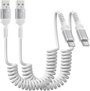Retractable USB C Cable, 2Pack 3ft Coiled USB-A to USB C Cable Type C Car Charging Cord for Samsung Galaxy A17 A56 S26 Ultra S25 S24 A16 A15 iPhone 17e/17/16/16 Pro Max/15 Pixel 10a 10 Pro XL Fold 9a Retractable USB C Cable, 2Pack 3ft Coiled USB-A to USB C Cable Type C Car Charging Cord for Samsung Galaxy A17 A56 S26 Ultra S25 S24 A16 A15 iPhone 17e/17/16/16 Pro Max/15 Pixel 10a 10 Pro XL Fold 9a