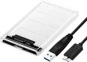 Clear USB 3.1 External Hard Drive Enclosure, 2.5 Inch SATA SSD HDD Case with Tool-Free Design, Compatible with 7mm and 9.5mm Drives Clear USB 3.1 External Hard Drive Enclosure, 2.5 Inch SATA SSD HDD Case with Tool-Free Design, Compatible with 7mm and 9.5mm Drives