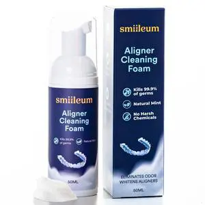 Aligner Cleaner Foam - Aligner and Retainer Cleaner Foam for Invisalign, Night Guards and Dentures, Helps Remove Stains & Build-Up, Keeps Appliances Clear, Fresh Mint Flavor, Travel-Friendly Aligner Cleaner Foam - Aligner and Retainer Cleaner Foam for Invisalign, Night Guards and Dentures, Helps Remove Stains & Build-Up, Keeps Appliances Clear, Fresh Mint Flavor, Travel-Friendly