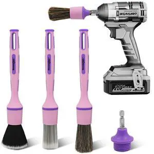 3Pcs Car Detailing Drill Brush Set with Drill Brush Attachment Head, 1P Ultra Soft No Scratch Car Drill Brush for Air Vent Leather Seat, 1P Boars Hair & 1P Detailing Brushes for Interior Exterior,Pink 3Pcs Car Detailing Drill Brush Set with Drill Brush Attachment Head, 1P Ultra Soft No Scratch Car Drill Brush for Air Vent Leather Seat, 1P Boars Hair & 1P Detailing Brushes for Interior Exterior,Pink