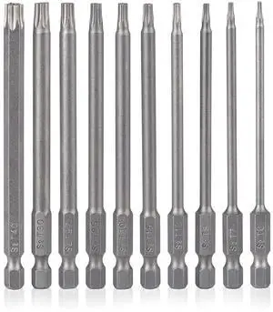 10 Pieces Torx Security Screwdriver Drill Bit Set T6 T7 T8 T10 T15 T20 T25 T27 T30 T40 Torx Bits 1/4 Inch Magnetic Hex Shank 4 Inch Length S2 Steel Tamper Proof Star Screwdriver Bits Tools 10 Pieces Torx Security Screwdriver Drill Bit Set T6 T7 T8 T10 T15 T20 T25 T27 T30 T40 Torx Bits 1/4 Inch Magnetic Hex Shank 4 Inch Length S2 Steel Tamper Proof Star Screwdriver Bits Tools