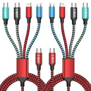 Travel Essentials, Dual Type-C 4 in 1 Charging Cable, USB C Multi Charging Cable for Multiple Devices, Universal Travel Charger with IP/Micro/2 USB-C Port for iPhone16/15 Series/Phone/Tablet 2Pack 5FT Travel Essentials, Dual Type-C 4 in 1 Charging Cable, USB C Multi Charging Cable for Multiple Devices, Universal Travel Charger with IP/Micro/2 USB-C Port for iPhone16/15 Series/Phone/Tablet 2Pack 5FT