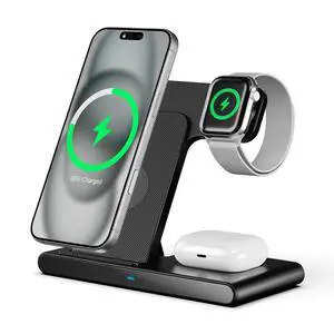 Wireless Charging Station for Apple Devices: 3 in 1 Foldable Qi Compact Case-Friendly Charger Stand for iPhone 17-12 & Apple Watch & AirPods Charging Dock for Travel Home Office Desk Nightstand(Blcak) Wireless Charging Station for Apple Devices: 3 in 1 Foldable Qi Compact Case-Friendly Charger Stand for iPhone 17-12 & Apple Watch & AirPods Charging Dock for Travel Home Office Desk Nightstand(Blcak)