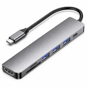 USB C Hub 7-in-1 Multiport Adapter for MacBook Pro/Air, USB C Adapter with 4K HDMI, USB 3.0 Ports, 100W PD Charging, SD/TF Card Reader, Aluminum USB C Docking Station for Laptop USB C Hub 7-in-1 Multiport Adapter for MacBook Pro/Air, USB C Adapter with 4K HDMI, USB 3.0 Ports, 100W PD Charging, SD/TF Card Reader, Aluminum USB C Docking Station for Laptop