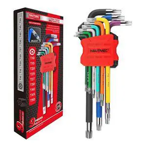 9PCS Torx Star Key Set, T10-T50 Star Allen Wrench with Visible Size Coding, CR-V Steel, Drilled Tips & Non-Slip Colorful Handles for Automotive, Bike, Furniture Repair 9PCS Torx Star Key Set, T10-T50 Star Allen Wrench with Visible Size Coding, CR-V Steel, Drilled Tips & Non-Slip Colorful Handles for Automotive, Bike, Furniture Repair