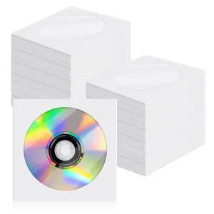 CD DVD Sleeves 200 Pack, White CD DVD Sleeves Envelope Holder with Clear Window and Flap (5x5 inch/12.7x12.7 cm) CD DVD Sleeves 200 Pack, White CD DVD Sleeves Envelope Holder with Clear Window and Flap (5x5 inch/12.7x12.7 cm)
