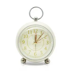 Vintage Small Alarm Clock with Night Light, Beige, Silent Quartz Movement, Non-Ticking, Decorative, for Bedside Table, Desk, Kitchen, Bedroom, Shelf, Nightstand, Wall Hanging (Beige) Vintage Small Alarm Clock with Night Light, Beige, Silent Quartz Movement, Non-Ticking, Decorative, for Bedside Table, Desk, Kitchen, Bedroom, Shelf, Nightstand, Wall Hanging (Beige)