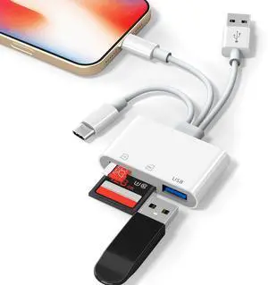 3 in 1 SD Card Reader for iPhone, USB Camera Adapter with Lightning/USB-C/USB-A, Memory Card Reader, SD/Micro SD Card Adapter for iPhone, iPad, Android, Mac, PC, Trail Game Camera 3 in 1 SD Card Reader for iPhone, USB Camera Adapter with Lightning/USB-C/USB-A, Memory Card Reader, SD/Micro SD Card Adapter for iPhone, iPad, Android, Mac, PC, Trail Game Camera