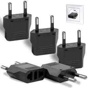 6 Pack US to Europe Plug Adapter, Type C European Travel Adapter, Outlet Wall Power Converter (Black) 6 Pack US to Europe Plug Adapter, Type C European Travel Adapter, Outlet Wall Power Converter (Black)