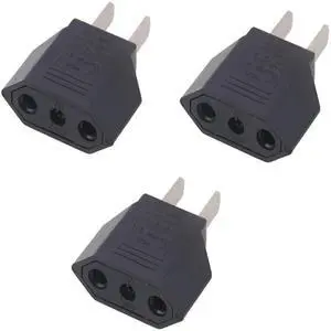 GRLRCR EU Europe to US USA America Travel Plug Adapter AC Outlet Power Converter Black 3 Pack GRLRCR EU Europe to US USA America Travel Plug Adapter AC Outlet Power Converter Black 3 Pack