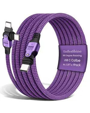 USB Cable Type C to C 180° Rotation PD 240W (1- Pack 3.3ft) USB2.0 480MBPS & Data Transfer Cable Phone Charge Cord for Type C Devices (Purple) USB Cable Type C to C 180° Rotation PD 240W (1- Pack 3.3ft) USB2.0 480MBPS & Data Transfer Cable Phone Charge Cord for Type C Devices (Purple)