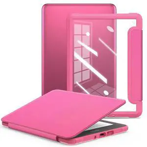 Case for 7" Kindle Paperwhite 12th Gen 2024 Released & Kindle Colorsoft (1st Gen.2024/2025),Clear Back Shell Durable PU Leather Cover with Auto Sleep Wake,Raspberry Case for 7" Kindle Paperwhite 12th Gen 2024 Released & Kindle Colorsoft (1st Gen.2024/2025),Clear Back Shell Durable PU Leather Cover with Auto Sleep Wake,Raspberry
