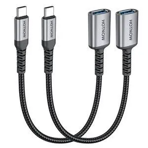 USB Female to USB C Male Cable 1FT 2Pack,USB C to USB A Adapter OTG Adapter Cable 10Gbps Compatible with MacBook Pro/Air, iPhone 17/16/15/Pro Max/Pro, Samsung Galaxy S25/S24/S23 USB Female to USB C Male Cable 1FT 2Pack,USB C to USB A Adapter OTG Adapter Cable 10Gbps Compatible with MacBook Pro/Air, iPhone 17/16/15/Pro Max/Pro, Samsung Galaxy S25/S24/S23