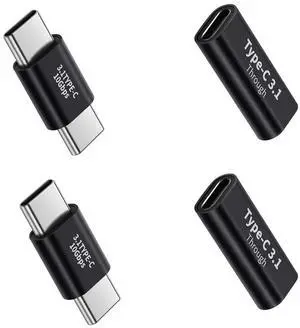 4 Pack USB-C to USB-C Adapter Combo, 10Gbps Type C Male to Male & Female Coupler, Supports 100W Fast Charge, 4K Display, Universal Compatibility for MacBook, iPad, iPhone, and Laptops 4 Pack USB-C to USB-C Adapter Combo, 10Gbps Type C Male to Male & Female Coupler, Supports 100W Fast Charge, 4K Display, Universal Compatibility for MacBook, iPad, iPhone, and Laptops