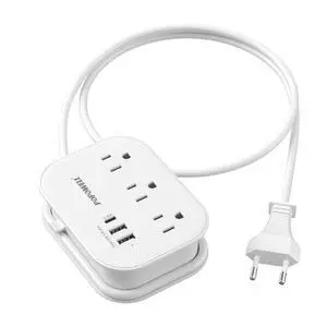 European Travel Plug Adapter,Travel Power Strip with 3 Outlets & 3 USB(3.4A), Type C US to EU Plug Adapter, International Power Adapter with 3 FT Extension Cord for Germany Italy Spain France White. European Travel Plug Adapter,Travel Power Strip with 3 Outlets & 3 USB(3.4A), Type C US to EU Plug Adapter, International Power Adapter with 3 FT Extension Cord for Germany Italy Spain France White.