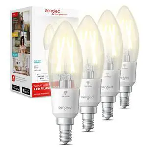 Smart Light Bulbs, Smart Candelabra LED Bulb, Dimmable Chandelier Light Bulbs, 5W (40W Equivalent) 450LM, Smart Bulbs that Work with Alexa Google, Only 2.4GHz WiFi, No Hub Required, 4 Pack Smart Light Bulbs, Smart Candelabra LED Bulb, Dimmable Chandelier Light Bulbs, 5W (40W Equivalent) 450LM, Smart Bulbs that Work with Alexa Google, Only 2.4GHz WiFi, No Hub Required, 4 Pack