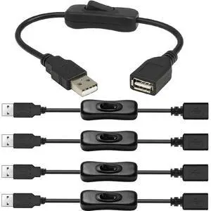 5pcs USB Cable with Switch, Male to Female Extension Cord Inline Rocker On/Off Switch for Driving Recorder, LED Desk Lamp, USB Fan, LED Strip 5pcs USB Cable with Switch, Male to Female Extension Cord Inline Rocker On/Off Switch for Driving Recorder, LED Desk Lamp, USB Fan, LED Strip
