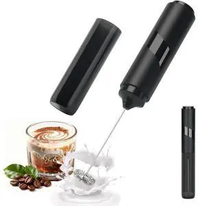Handheld Milk Frother, Battery Operated Electric Foam Maker, Milk Frother Wand Drink Mixer with Stainless Steel Whisk for Coffee, Matcha, Lattes, Cappuccino (Black with cover) Handheld Milk Frother, Battery Operated Electric Foam Maker, Milk Frother Wand Drink Mixer with Stainless Steel Whisk for Coffee, Matcha, Lattes, Cappuccino (Black with cover)