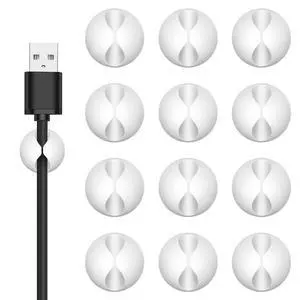 Cord Holder Cable Clips, 12PCS White Adhesive Cord Organizer Charger Holder Wire Management Keeper for Nightstand, Desk, Office or Mouse Cord Holder Cable Clips, 12PCS White Adhesive Cord Organizer Charger Holder Wire Management Keeper for Nightstand, Desk, Office or Mouse