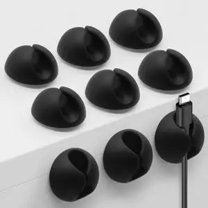 Cable Clips Phone Cord Holder, Charger Cord Organizer, Cable Management Clips for Nightstand, Car, Office, Black 9 PCS Cable Clips Phone Cord Holder, Charger Cord Organizer, Cable Management Clips for Nightstand, Car, Office, Black 9 PCS