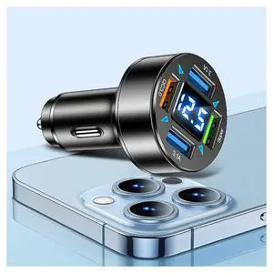 66W Fast Car Charger,4 Ports Cigarette Lighter USB Charger with LED Voltmeter,QC3.0/Super Port Car Charger Adapter Fast Charging,Compatible with Android/Samsung Galaxy/iPad 66W Fast Car Charger,4 Ports Cigarette Lighter USB Charger with LED Voltmeter,QC3.0/Super Port Car Charger Adapter Fast Charging,Compatible with Android/Samsung Galaxy/iPad