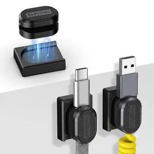 3-Pack Magnetic Cable Clips with Detachable Base, Auto Snap Cord Holder for Desk, Self-Adhesive Cable Organizer Compatible with Round and Flat Cables for Home Office Car 3-Pack Magnetic Cable Clips with Detachable Base, Auto Snap Cord Holder for Desk, Self-Adhesive Cable Organizer Compatible with Round and Flat Cables for Home Office Car