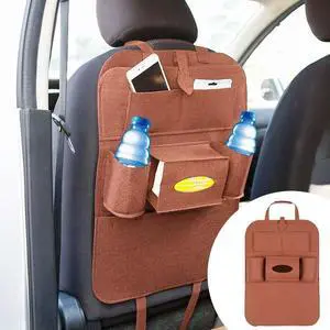 Felt Car Seat Back Organizer, Kick Mats Car Back Seat Protector for Kids, 6-Pocket Storage for Tissue, Box, Pen, Toy, Automobile Road Trip Accessories for SUV, RV, Truck (Brown) Felt Car Seat Back Organizer, Kick Mats Car Back Seat Protector for Kids, 6-Pocket Storage for Tissue, Box, Pen, Toy, Automobile Road Trip Accessories for SUV, RV, Truck (Brown)