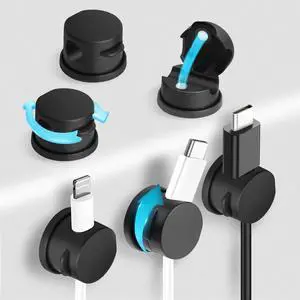 6pcs Magnetic Cable Clips, 360° Swiveling Adhesive Cable Organizer - Compact Cable Holder for Desk, Nightstand, Car, Kitchen & Home Office - Charger Cord Holder Solution by MarLigavid (Black) 6pcs Magnetic Cable Clips, 360° Swiveling Adhesive Cable Organizer - Compact Cable Holder for Desk, Nightstand, Car, Kitchen & Home Office - Charger Cord Holder Solution by MarLigavid (Black)