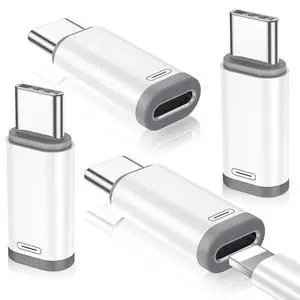 4 Pack Lightning to USB C Adapter for iPhone 15/16/17 Pro/17 Pro Max,for iPhone 17/16 Charger,17/16 Accessories,Fast Charging & Data Transfer,USB C Charger Connector Cable,Not for OTG-White 4 Pack Lightning to USB C Adapter for iPhone 15/16/17 Pro/17 Pro Max,for iPhone 17/16 Charger,17/16 Accessories,Fast Charging & Data Transfer,USB C Charger Connector Cable,Not for OTG-White