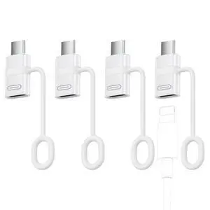 60W Lightning to USB C Adapter for iPhone 17 Air 16 15 Pro Max Plus, iPad Pro/Air, Galaxy S25 S24, 4 Pack USB-C to Lightning Adapter with PD Fast Charging, Not for Headphone/OTG, White 60W Lightning to USB C Adapter for iPhone 17 Air 16 15 Pro Max Plus, iPad Pro/Air, Galaxy S25 S24, 4 Pack USB-C to Lightning Adapter with PD Fast Charging, Not for Headphone/OTG, White