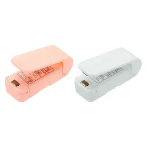 2Pcs Portable Mini Sealing Machine, Handheld Food Heat Vacuum Sealers Magnetic Mini Bag Sealer for Plastic Bags Snacks Storage, White/Pink(Battery Powered) 2Pcs Portable Mini Sealing Machine, Handheld Food Heat Vacuum Sealers Magnetic Mini Bag Sealer for Plastic Bags Snacks Storage, White/Pink(Battery Powered)
