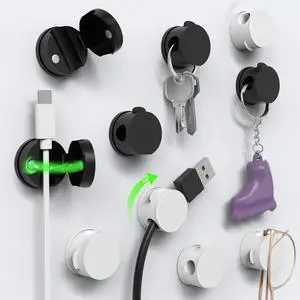 Magnetic Cable Clips Cord Organizer 10 Pack 360° Adhesive Phone Cord Holder for Desk, Nightstand, Car, Home, Office Cable Management Accessories-Black/White Magnetic Cable Clips Cord Organizer 10 Pack 360° Adhesive Phone Cord Holder for Desk, Nightstand, Car, Home, Office Cable Management Accessories-Black/White