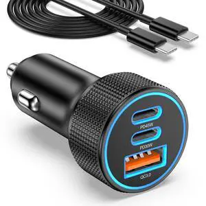 93W USB C Car Charger 3-Port PD30W+45W Super Fast Charging Car Charger 12v Cigarette Lighter USB Charger Adapter + 6FT Type C Cord for Galaxy S26 S25 S24 A16, iPhone 17 Air 16 15 Pro Max 93W USB C Car Charger 3-Port PD30W+45W Super Fast Charging Car Charger 12v Cigarette Lighter USB Charger Adapter + 6FT Type C Cord for Galaxy S26 S25 S24 A16, iPhone 17 Air 16 15 Pro Max