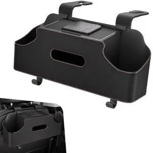 1 PC Backseat Organizer with Dual Cup Holder, Multi-function Tissue Hanging Box and 2 Hooks, Extra Rear Seat Road Trip Storage Accessories, Universal for Most Cars, Trucks, SUVs (Black) 1 PC Backseat Organizer with Dual Cup Holder, Multi-function Tissue Hanging Box and 2 Hooks, Extra Rear Seat Road Trip Storage Accessories, Universal for Most Cars, Trucks, SUVs (Black)