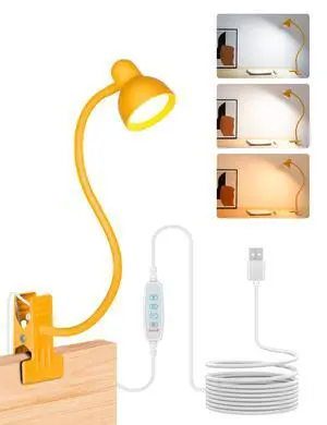 Clip on Reading Light for Bed 3 Color Modes, 10 Brightness Dimmable, Flexible Gooseneck Clip on Lamp, Eye Care Clip Light for Bed Headboard Desk Home Dorm, Yellow Clip on Reading Light for Bed 3 Color Modes, 10 Brightness Dimmable, Flexible Gooseneck Clip on Lamp, Eye Care Clip Light for Bed Headboard Desk Home Dorm, Yellow