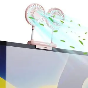 Desktop Fan with 2 Rotatable Heads, 3 Speeds, Sturdy Clamp, USB Powered Cooling Fan for Office Desk & Laptop Desktop Fan with 2 Rotatable Heads, 3 Speeds, Sturdy Clamp, USB Powered Cooling Fan for Office Desk & Laptop