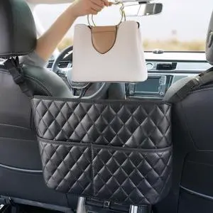 Car Purse Holder Between Seats, Large Capacity Purse Holder for Car, Storage Bag for Backseat Pet Kid Barrier, Universal for SUV, Truck, RV (Black) Car Purse Holder Between Seats, Large Capacity Purse Holder for Car, Storage Bag for Backseat Pet Kid Barrier, Universal for SUV, Truck, RV (Black)