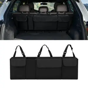 Car Trunk Organizer, Waterproof Backseat Hanging Large Storage with Adjustable Straps, Collapsible Cargo Bag with 4 Pockets, Car Interior Accessories for Truck, SUV, MPV (Black) Car Trunk Organizer, Waterproof Backseat Hanging Large Storage with Adjustable Straps, Collapsible Cargo Bag with 4 Pockets, Car Interior Accessories for Truck, SUV, MPV (Black)