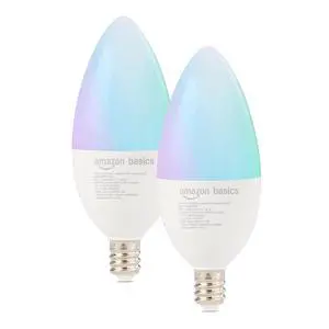 Smart E12 LED Bulb, 6.0 Watts, 2.4 GHz Wi-Fi only, Works with Alexa Only, 2 Pack, Multicolor Smart E12 LED Bulb, 6.0 Watts, 2.4 GHz Wi-Fi only, Works with Alexa Only, 2 Pack, Multicolor