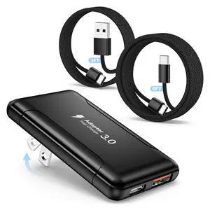 Slim Flat USB C Wall Charger,50W Ultra Slim Dual Ports USB C Charger Block with Foldable Plug,Fast Portable Power Adapter with Type C Cables for iPhone 17/16/15/14/13/12 Pro Max,iPad,Galaxy,AirPods Slim Flat USB C Wall Charger,50W Ultra Slim Dual Ports USB C Charger Block with Foldable Plug,Fast Portable Power Adapter with Type C Cables for iPhone 17/16/15/14/13/12 Pro Max,iPad,Galaxy,AirPods