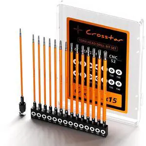 6" Impact Long Torx Bit Set 15pc (TT7-TT40) S2 Steel Security Tamper Proof Star Bits, 1/4" Hex-Shank Magnetic Holder & Storage Box w/Magnetizer 6" Impact Long Torx Bit Set 15pc (TT7-TT40) S2 Steel Security Tamper Proof Star Bits, 1/4" Hex-Shank Magnetic Holder & Storage Box w/Magnetizer