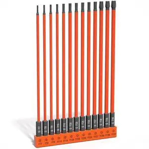 13-Piece Long Torx Security Bit Set, 6-Inch (150mm), TT7TT40, Magnetic S2 Steel, 1/4" Hex Shank, CNC Precision Tips for Impact Drivers 13-Piece Long Torx Security Bit Set, 6-Inch (150mm), TT7TT40, Magnetic S2 Steel, 1/4" Hex Shank, CNC Precision Tips for Impact Drivers