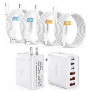 2 Pack 65W Multiport USB C Charging Block,6-Port Wall Charger Plug for iPhone 17 16 15,PD QC 3.0 Fast Charging Power Adapter with Type C USB A Cord for Samsgung Galaxy,Google Pixel,iPad,Air Pods 2 Pack 65W Multiport USB C Charging Block,6-Port Wall Charger Plug for iPhone 17 16 15,PD QC 3.0 Fast Charging Power Adapter with Type C USB A Cord for Samsgung Galaxy,Google Pixel,iPad,Air Pods