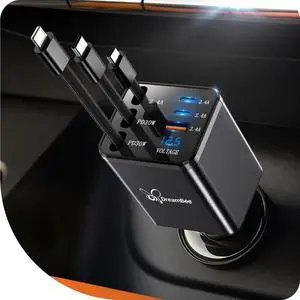 Retractable Car Charger,108W 6 in 1 Super Fast Car Phone Charger with 3 Cords 31.5INCH, USB C Car Charger Adapter for iPhone 17/16/15/14/13 Pro Max XR,iPad,Samsung,Pixel Retractable Car Charger,108W 6 in 1 Super Fast Car Phone Charger with 3 Cords 31.5INCH, USB C Car Charger Adapter for iPhone 17/16/15/14/13 Pro Max XR,iPad,Samsung,Pixel
