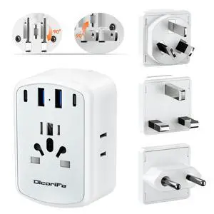 Universal Travel Adapter Kit with 3 AC Outlets 4 USB Ports, International Plug Adapter for US EU UK AUS (Type-C/G/A/I), European Travel Essentials, Grey Universal Travel Adapter Kit with 3 AC Outlets 4 USB Ports, International Plug Adapter for US EU UK AUS (Type-C/G/A/I), European Travel Essentials, Grey