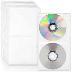 100pcs White DVD Poly Sleeves for 3-Ring Binders, Each Holds 4 Discs, 400 Total Capacity, Made of PP Non-Woven Fabric, 10 x 5.75 Inches, 108mm Center Hole Spacing 100pcs White DVD Poly Sleeves for 3-Ring Binders, Each Holds 4 Discs, 400 Total Capacity, Made of PP Non-Woven Fabric, 10 x 5.75 Inches, 108mm Center Hole Spacing